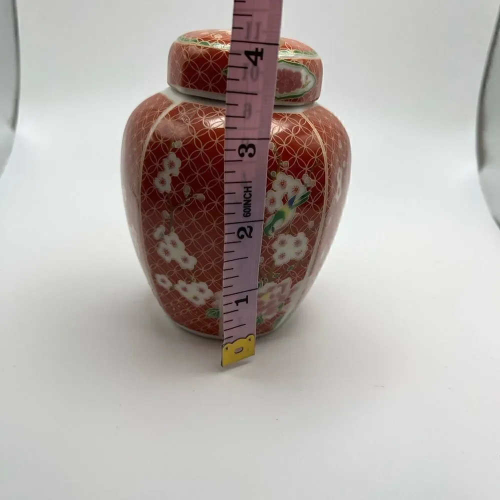 Cloisonné orange ginger jar vintage
